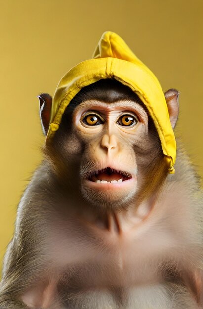 Macaco bonito no amarelo