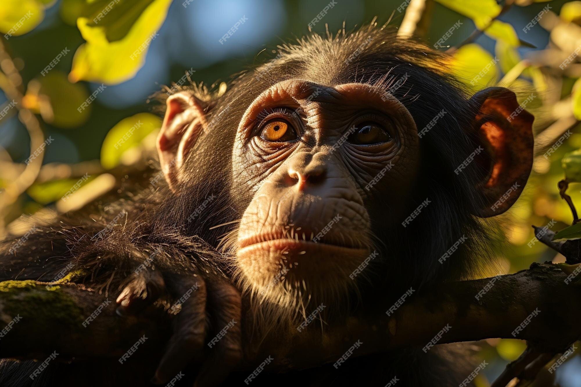 Macaco chimpanzé na árvore em kibale nat generative ai