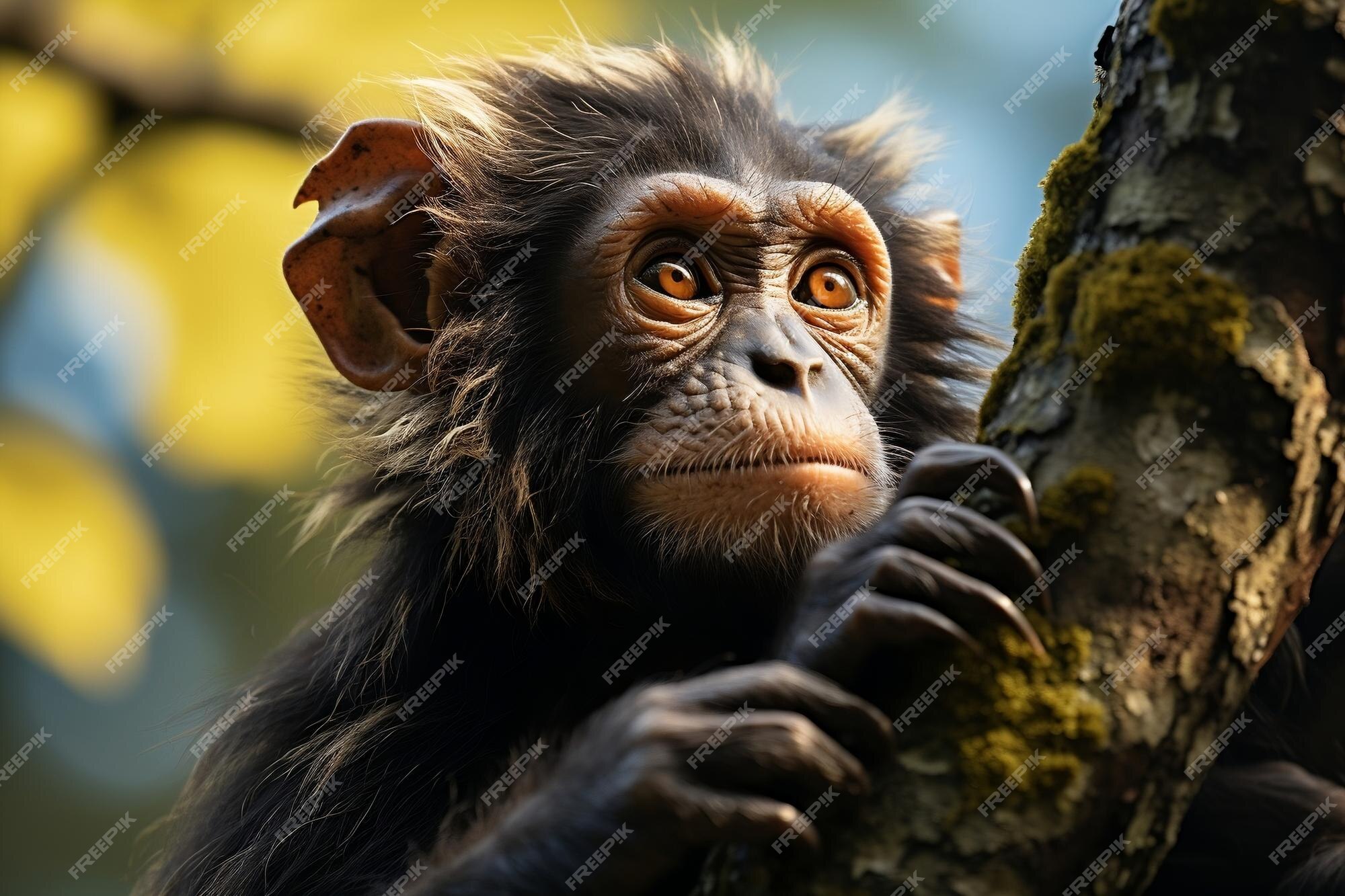 Macaco chimpanzé na árvore em kibale nat generative ai