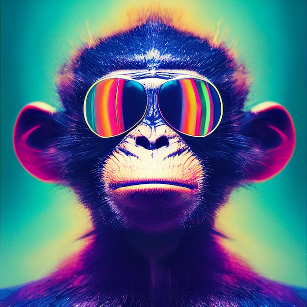 Macaco de moda com retrato de óculos de sol