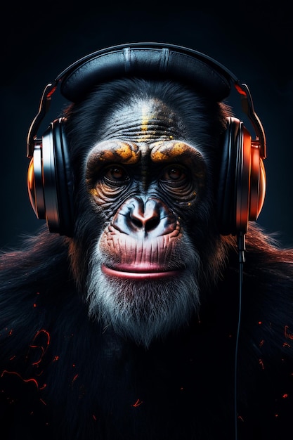 Macaco DJ Macaco com fones de ouvido