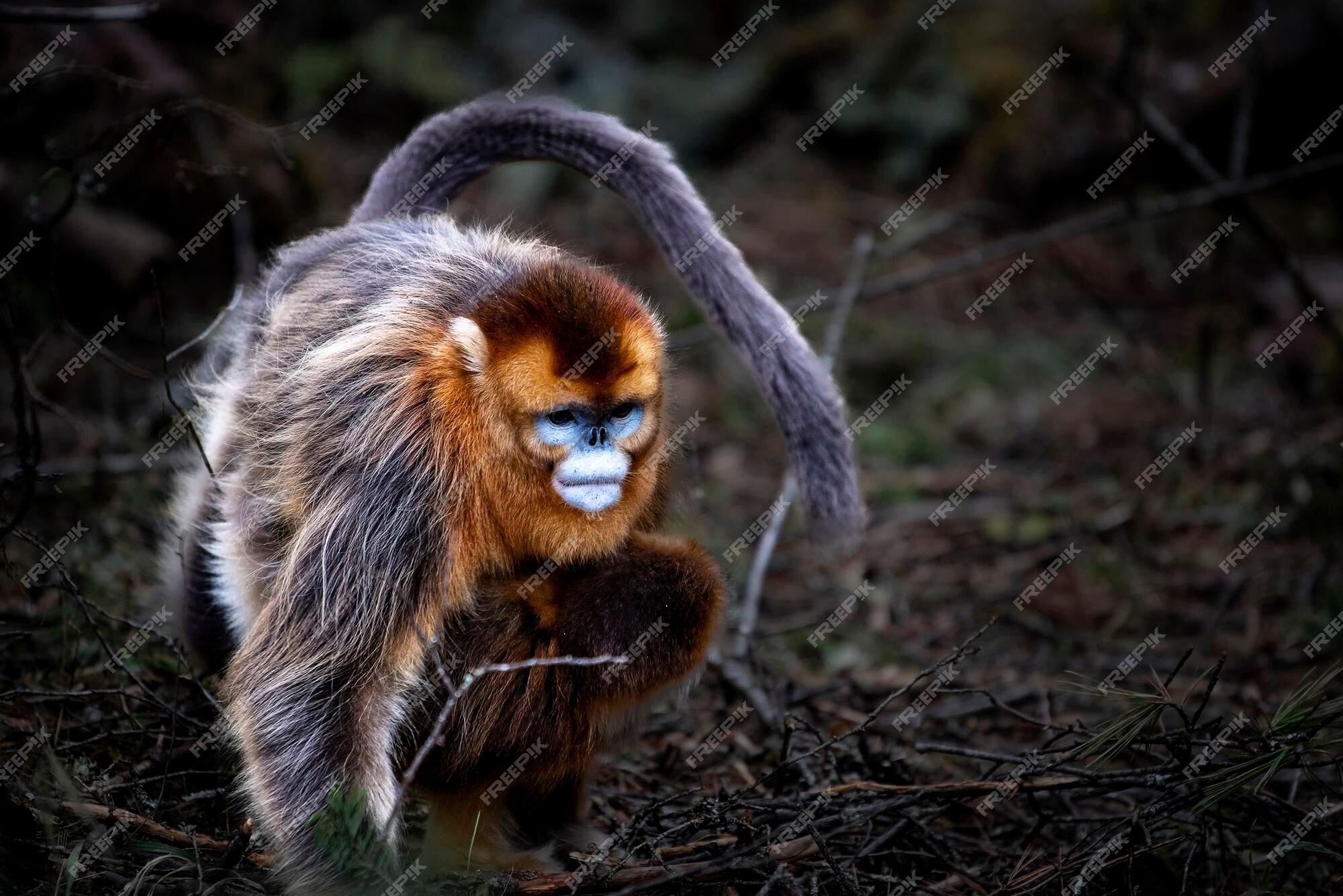 Macaco dourado feio bonito chinês macaco de nariz arrebitado