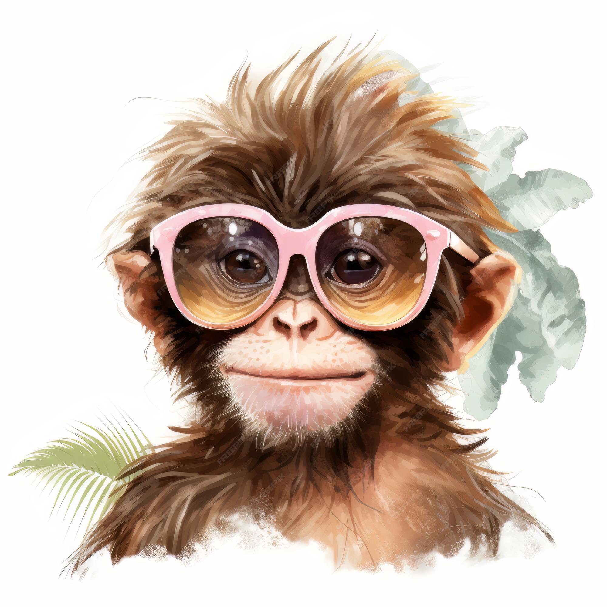 Desenho Macaco De Oculos Fundo Amarelo 3215