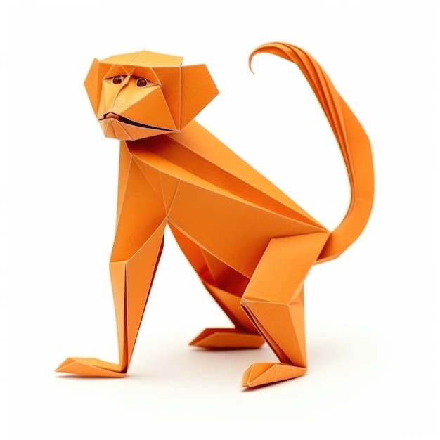 Macaco origami isolado em fundo branco