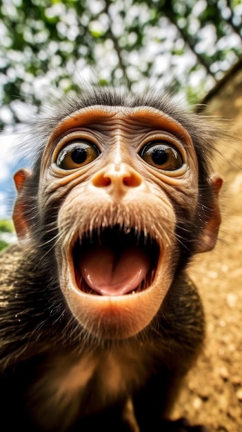 Foto macaco surpreso generative ai