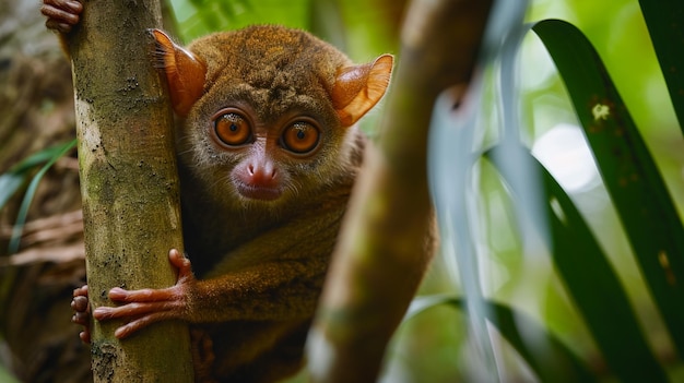 Macaco Tarsier Tarsius Syrichta em ambiente natural da selva Generative Ai