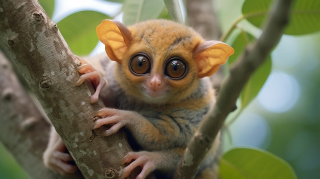 Foto macaco tarsius syrichta na árvore