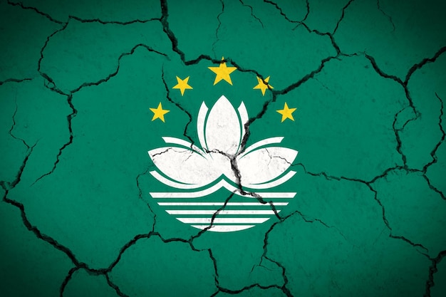 Macao bandera de país agrietada