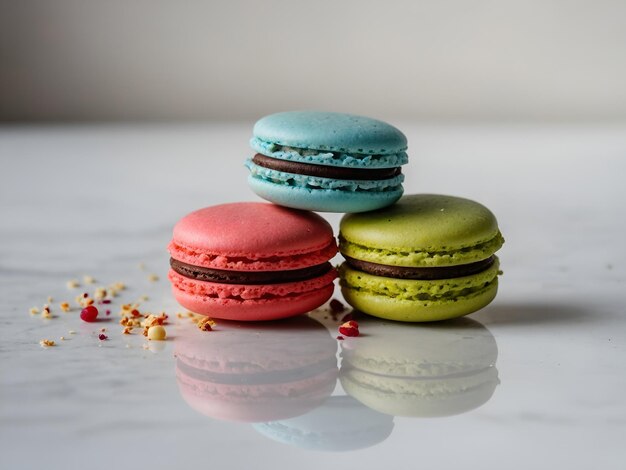 Macaron francés de colores con un acabado brillante