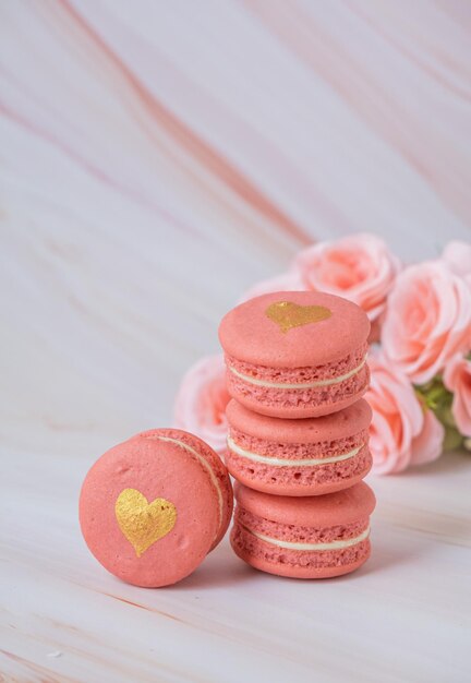 Foto macaron rosa para el día de san valentín