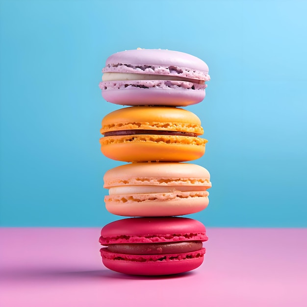 Macarones apilados uno encima del otro minimalismo colores brillantes alta resolución