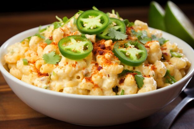 Macarones y queso con tocino de Jalapeno picante