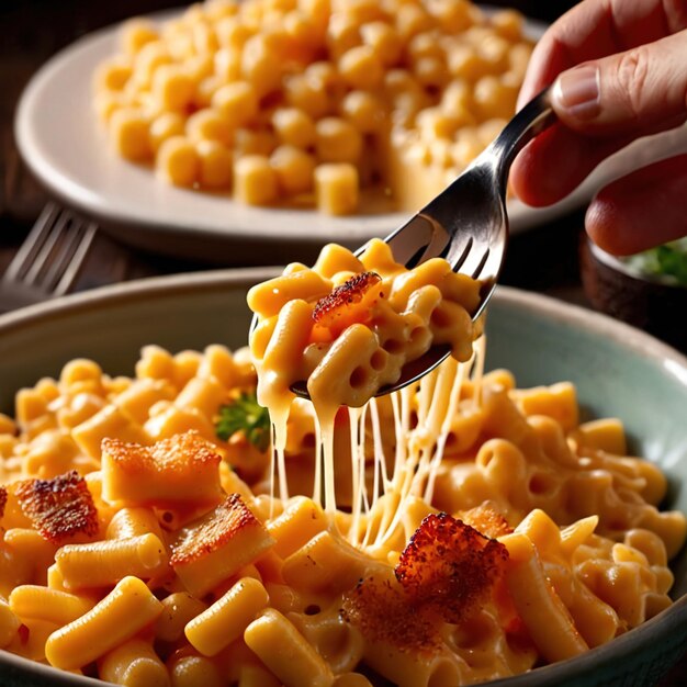 Foto macaroni e queijo pasta cremosa comida de conforto prato de cozinha caseira