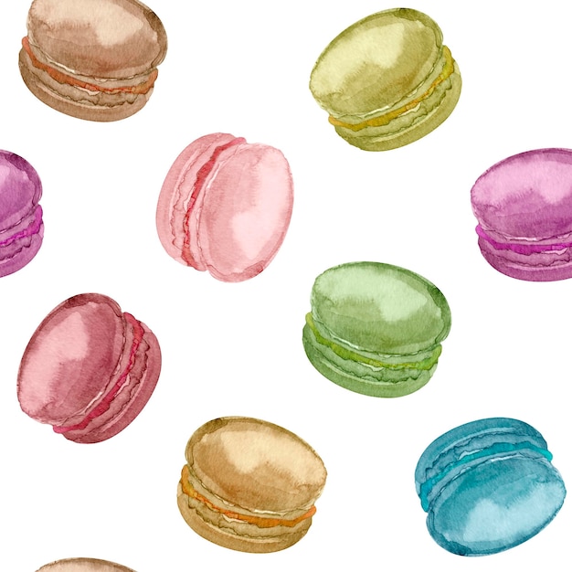 Macarons acuarela de patrones sin fisuras