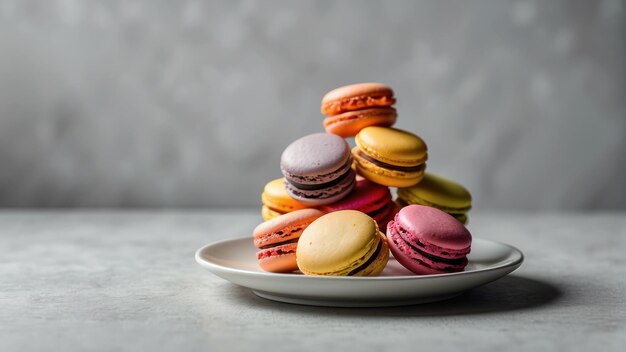 Macarons auf einer weißen Keramikplatte