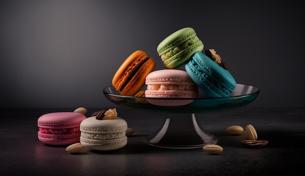 Foto macarons celestiales con sabor celestial