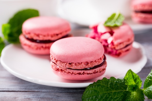 Macarons de framboesa francesa