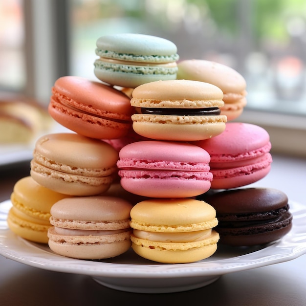 Macarons franceses delicados y coloridos, perfectos para los amantes de los postres