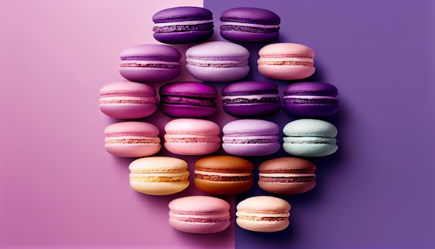 Macarons gourmet em várias cores para lanches gerados por IA