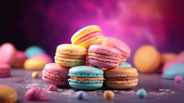 Macarons in Pastellfarben ein französisches Dessert Generative AI