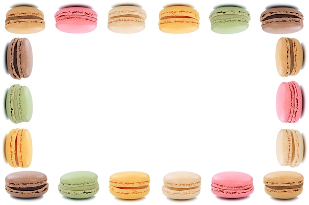 Macarons macarrones galletas postre de Francia marco copyspace