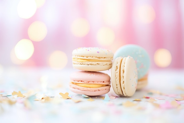 Macarons mit essbaren glitzernden funkelnden Lichtern