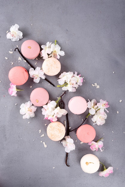 Foto macarons pastel francés