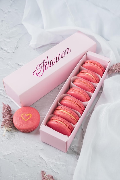 Macarons rosa para o dia dos namorados