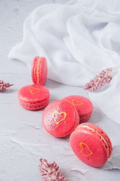 Macarons rosas para el día de los enamorados