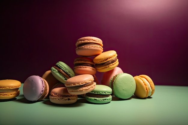 Macaroons coloridos Generative AI