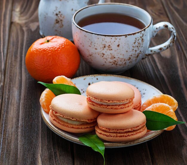 Macaroons de francês com tangerina