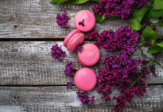 Macaroons e lilás cor-de-rosa.