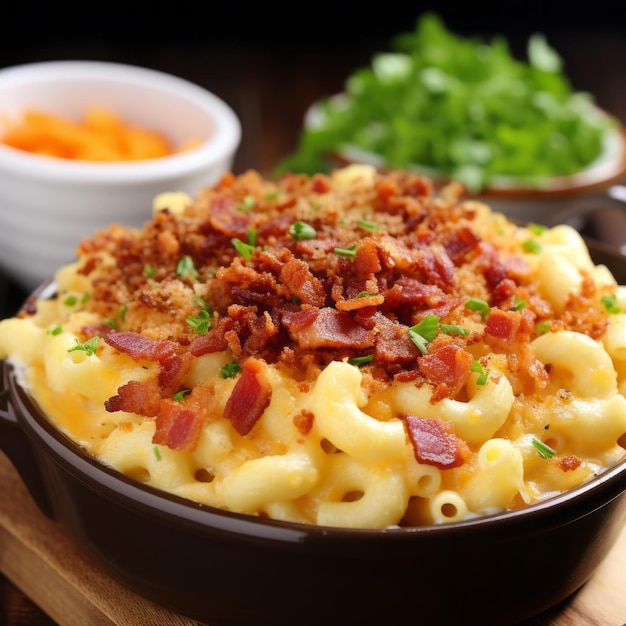 Foto macarrão com bacon e queijo