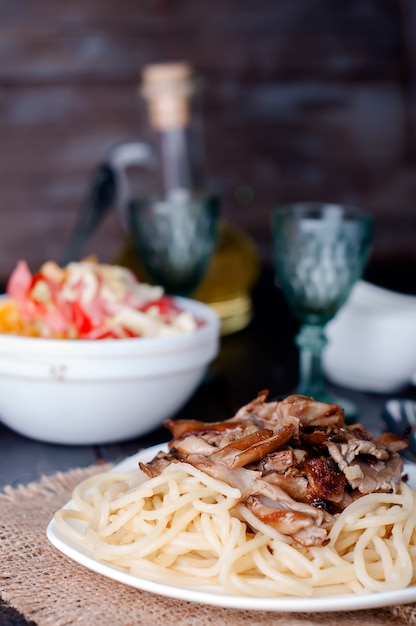 Macarrão com cogumelos