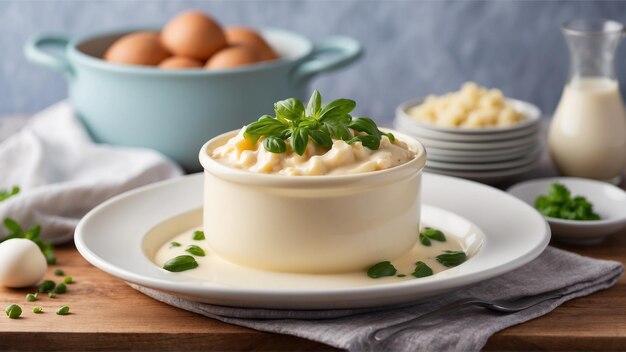 Macarrão cremoso assado com queijo em um fundo limpo