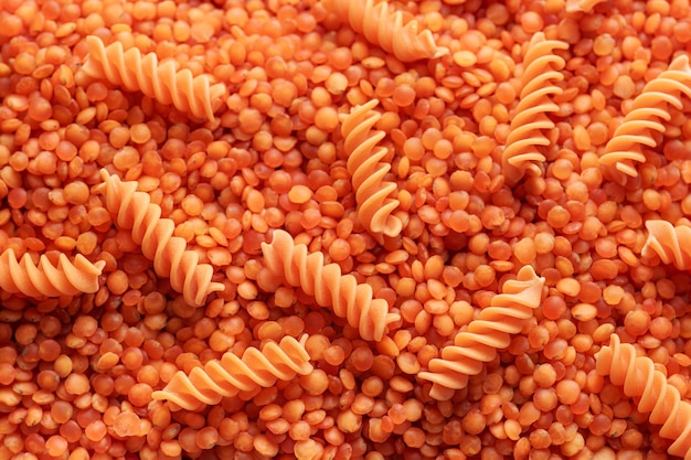 Macarrão de lentilhas vermelhas Macarrão fusilli sem glúten