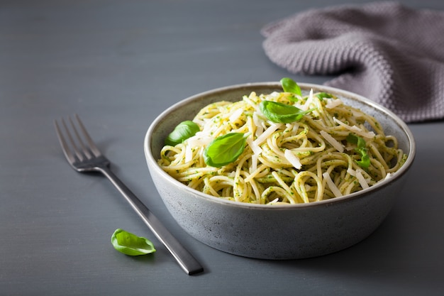 Macarrão espaguete com molho pesto