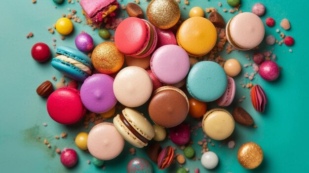 Macarrón de pastel de colores aislado