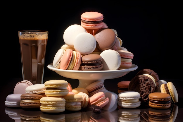 macarrones y un chocolate de caramelo