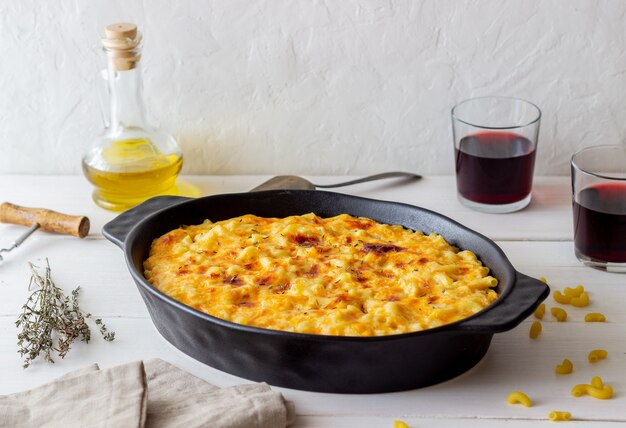 Macarrones con queso de plato americano.