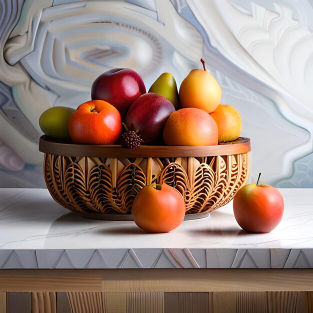 Foto maçãs verdes no cesto promovendo uma alimentação saudável e frescura natural