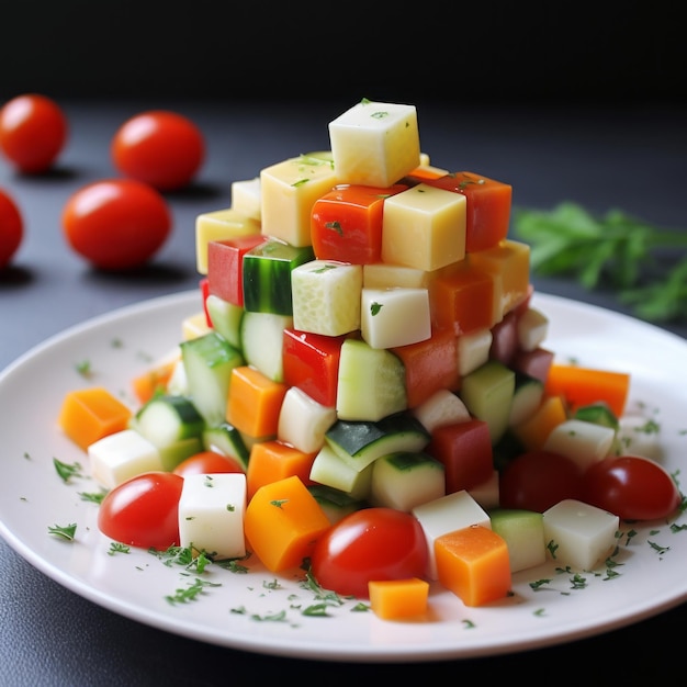 Macdoine Salade de lgumes Bouillies coups en petites cubes dans une