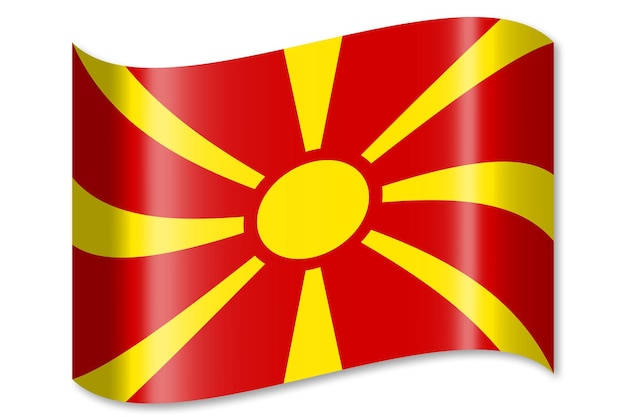 Macedônia acenando a bandeira do país no fundo branco