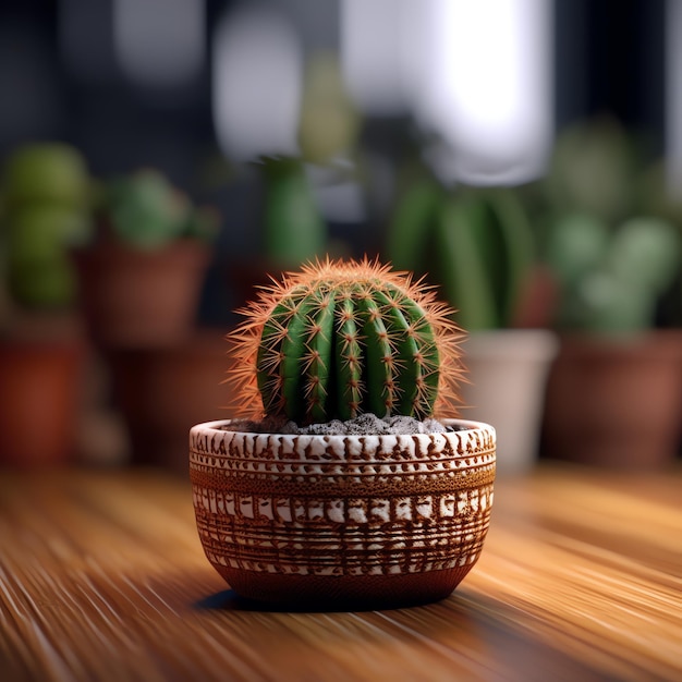 Una maceta de cactus con un cactus dentro