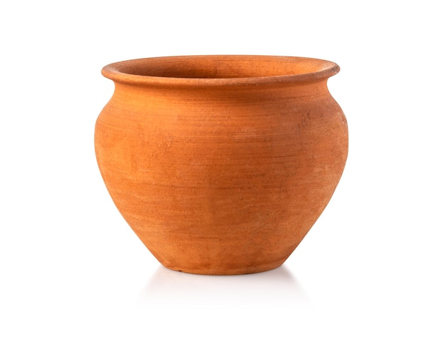 Maceta de cerámica marrón vacía
