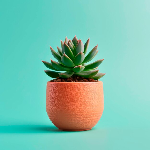 Una maceta con una planta sobre un fondo verde