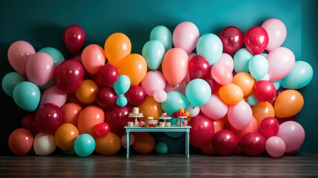 Foto machen sie eine aussage mit diesem kühnen und farbenfrohen ballon hintergrund perfekt für geburtstagsfeiern
