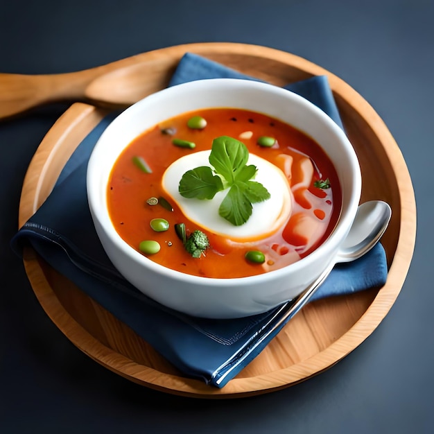 Machen Sie eine Nahaufnahme der warmen und wohltuenden Schüssel Suppe, die Sie gerade gekocht haben