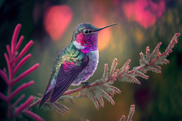 Macho adulto Annas hummingbird Santa Cruz USA en California