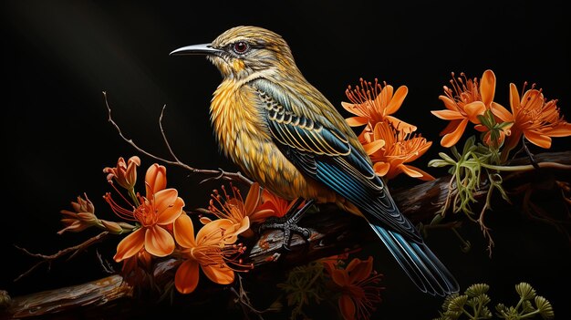 El macho de Cape Sugarbird en lo alto de una flor de almohadilla